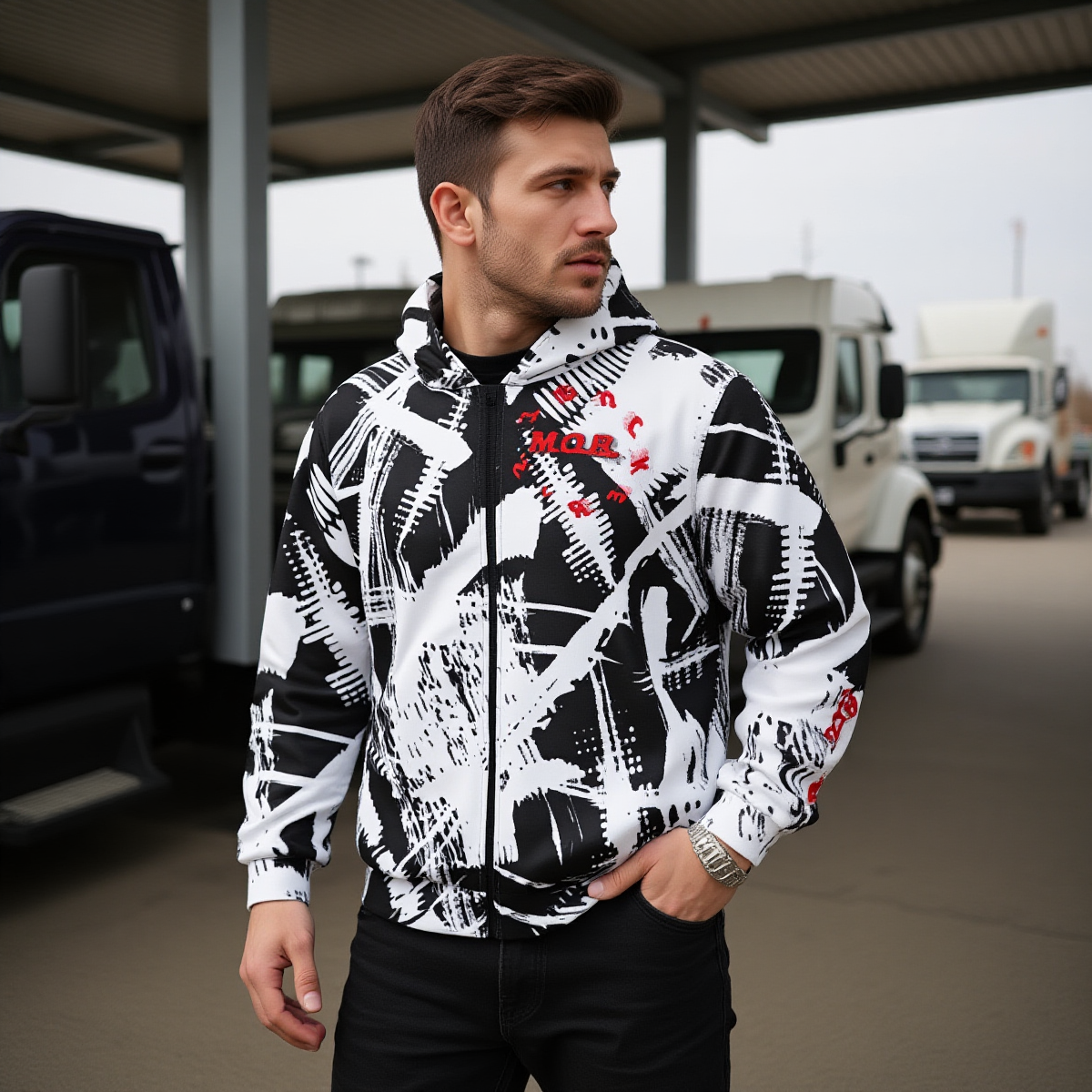 Sherpa Fleece Zip Up Hoodie